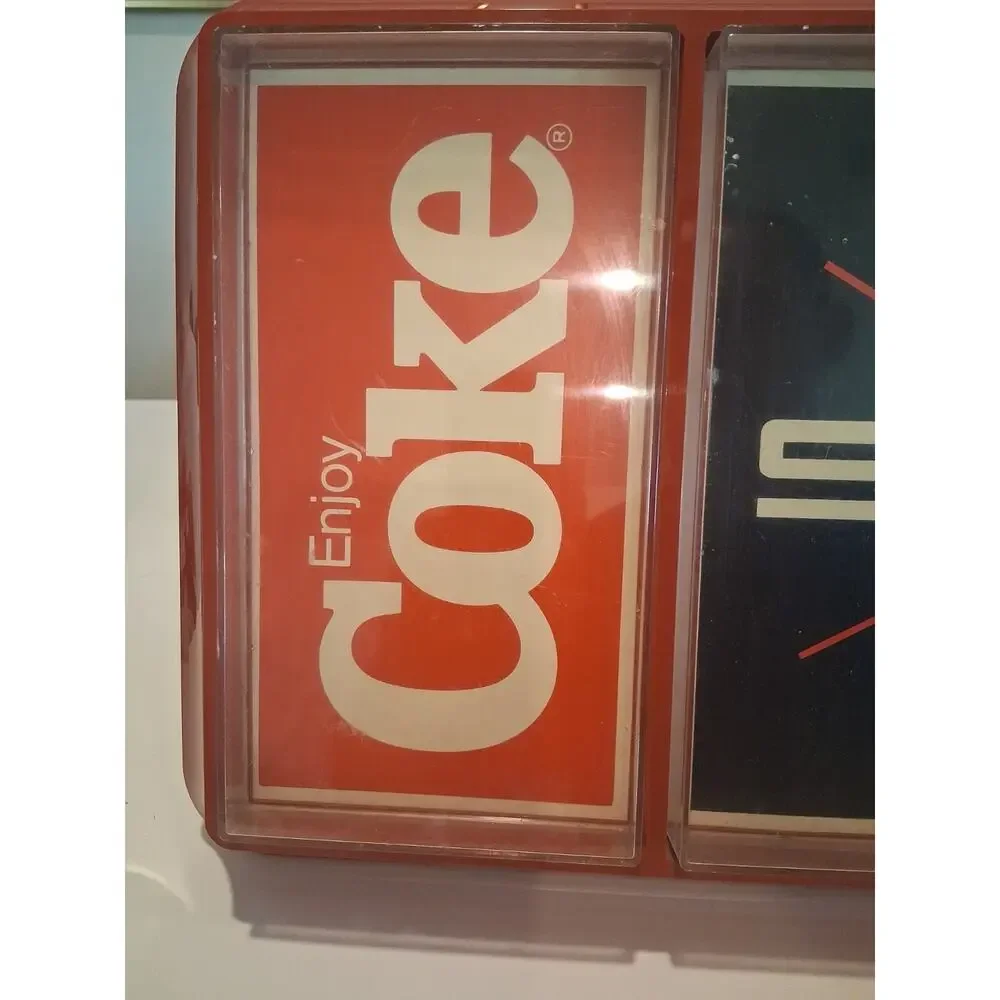Vintage 1984 Enjoy Coke Electric Wall Clock Ridan Displays TESTED WORKING PERFEC